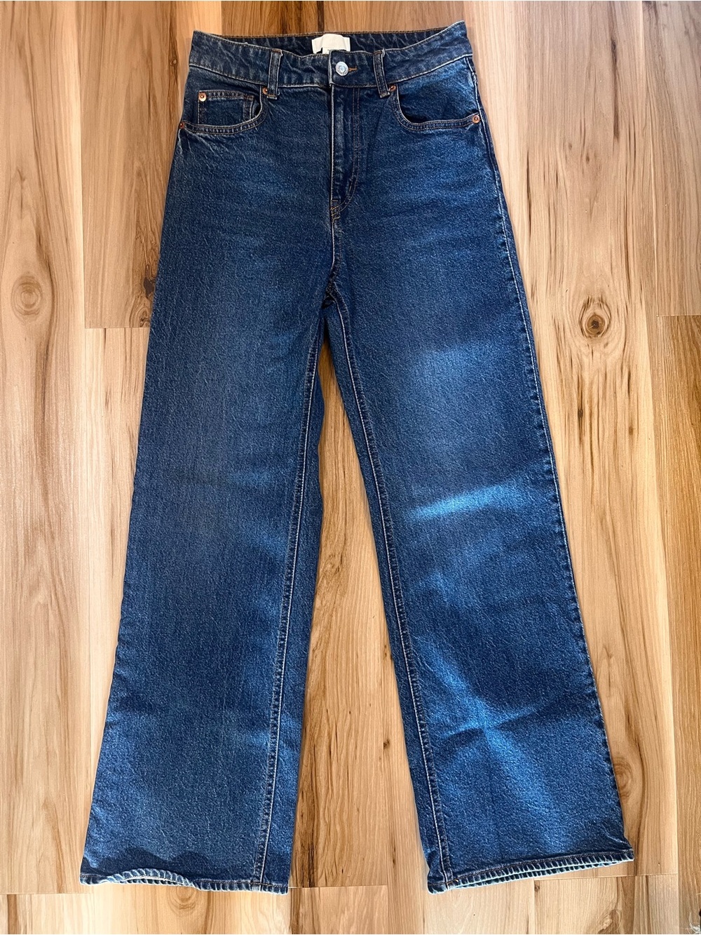 H&M Women’s Size 6 High Rise Baggy Wide Leg Jeans Dark Wash Grunge Punk 28x29.5